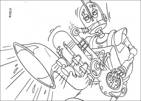 Rodney the Robot coloring pages - Rodney playing saxophone
