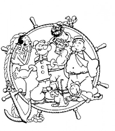 Cartoons Popeye Olive Oyl With Friends Coloring Pages