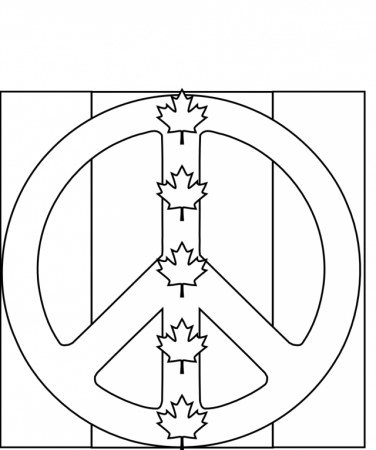 Canada Flag Peace Symbol 2 Black White Line Art Tattoo Tatoo 