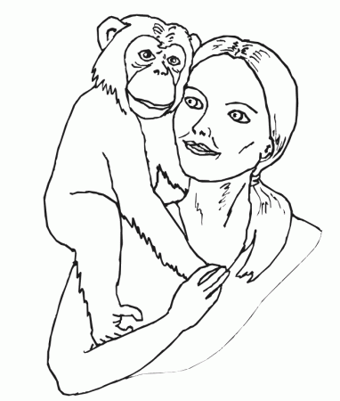 Chimpanzee Coloring Page | Chimpanzee With Woman