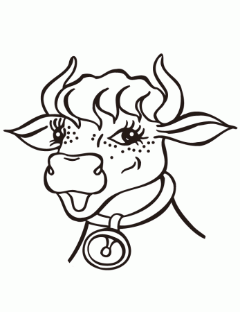 Cartoon Cow Portrait Coloring Page | HM Coloring Pages