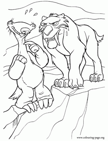 Ice Age - Diego angry with Sid coloring page