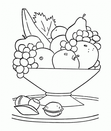Fresh Fruit In The Basket Coloring Page For Kids - Fruit Coloring 
