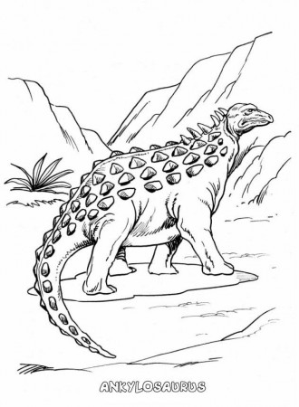 Allosaurus, Ankylosaurus coloring pages - Allosaurus and volcano