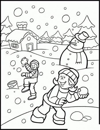 kids in the snow Colouring Pages (page 3)