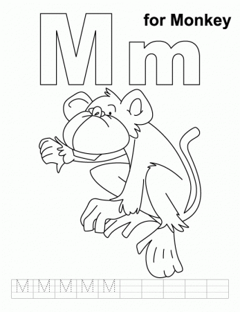 Letter M Monkey Coloring Page