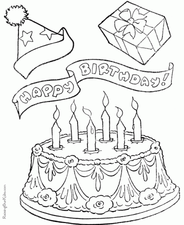 Birthday Cake Coloring Page 001