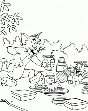 Tom and Jerry Coloring Pages : Tom And Jerry Party Coloring Page 