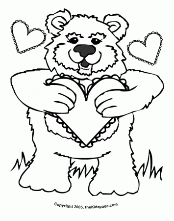 Valentine's Day Bear - Free Coloring Pages for Kids - Printable 