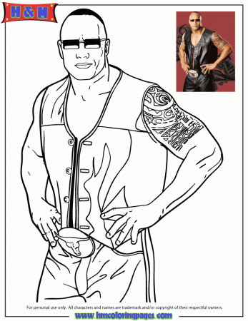 WWE Superstar The Rock Coloring Page | H & M Coloring Pages