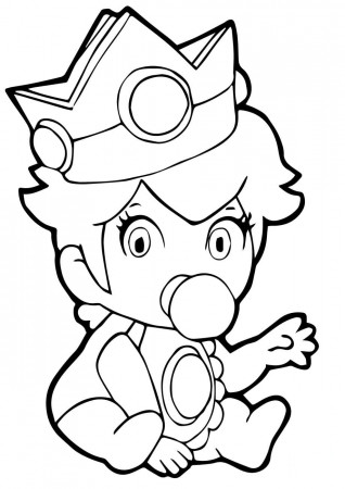 Baby Princess Peach holding a pacifier Coloring Pages - Super Mario Bros Coloring  Pages - Coloring Pages For Kids And Adults