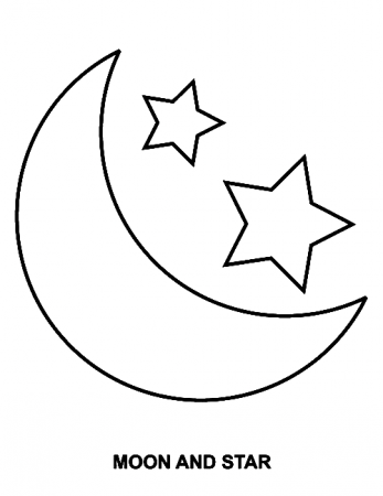 Moon and Two Stars Coloring Pages - Moon Coloring Pages - Coloring Pages  For Kids And Adults