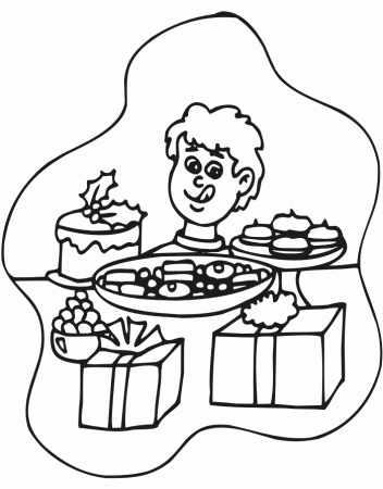 Christmas Cookies Coloring Page | Boy & Christmas Goodies
