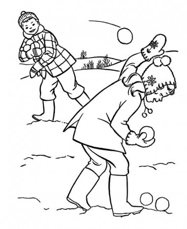 A Snowball Fight With Friends During Winter Coloring Page - Download &  Print Online Coloring Pages for Free | Color Nimbus