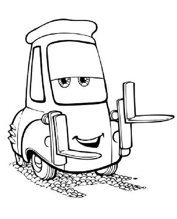 Free coloring page with Guido a forklift