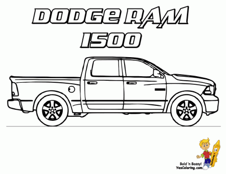 American Pickup Truck Coloring Sheet - Dodge Ram 1500 Coloring Page