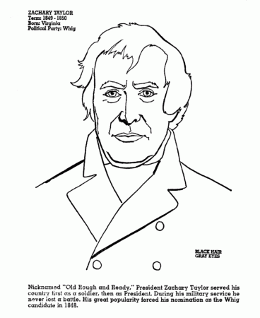 USA-Printables: President Zachary Taylor - 12th President of the US - 3 -  US Presidents Coloring Pages