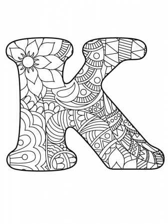 Letter K Mandala Alphabet Coloring Page - Free Printable Coloring Pages for  Kids