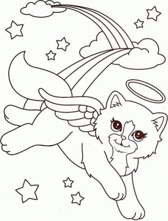Angel Kitty From Lisa Frank Coloring Page - Free Printable Coloring Pages  for Kids