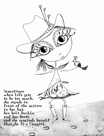Cowgirl Up - Printable Coloring Page - Jagged Touch Studio