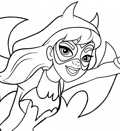 Batgirl in the foreground (DC Superhero Girls) coloring page