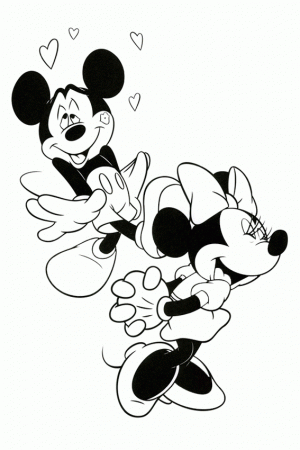 Mickey and Minnie Mouse coloring pages for you to color in