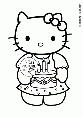 Hello Kitty "Happy birthday" – coloring pages for kids, printables ...