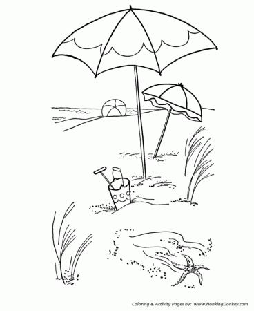 Summer Coloring - Kids Beach Play Time Coloring Page Sheets of the Summer  Season | HonkingDonkey