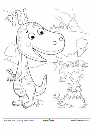 Dinosour egg hatching cartoon coloring page - KidzeZone
