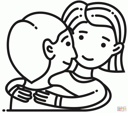 Hug coloring page | Free Printable Coloring Pages