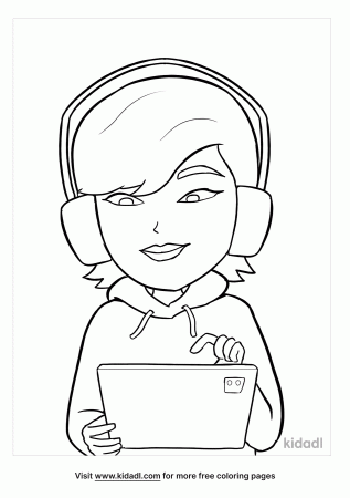 Girl Tablet Coloring Pages | Free People Coloring Pages | Kidadl