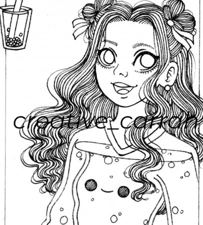 Boba Tea Girl coloring Page - Etsy