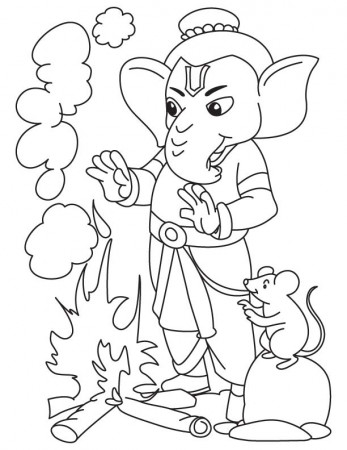 Lord ganesha with fire coloring page | Download Free Lord ganesha ...