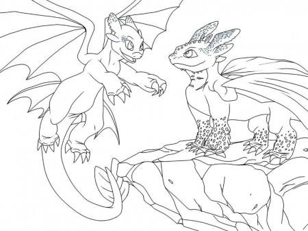 Toothless and Light Fury Coloring Page - Free Printable Coloring Pages for  Kids