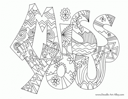 Miss you doodle coloring page