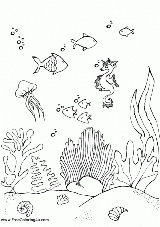 Underwater view coloring page - coloring book