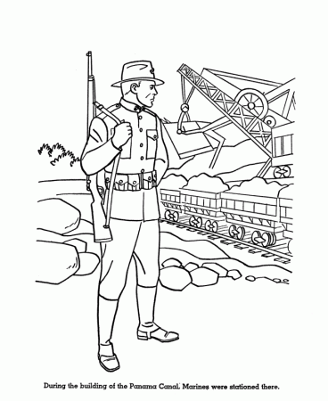 Armed Forces Day Coloring Pages | Marines guarded Panama Canal 