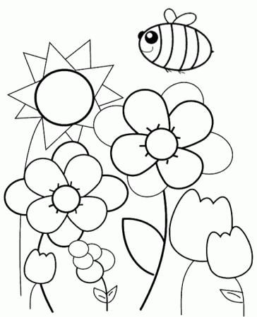 Spring, meadow, bee coloring page - Topcoloringpages.net