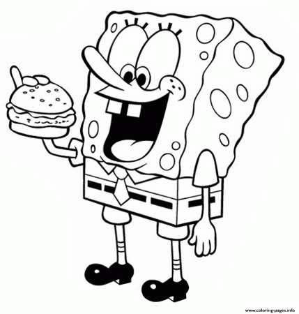 Spongebob Loves Burger Coloring Pages Printable