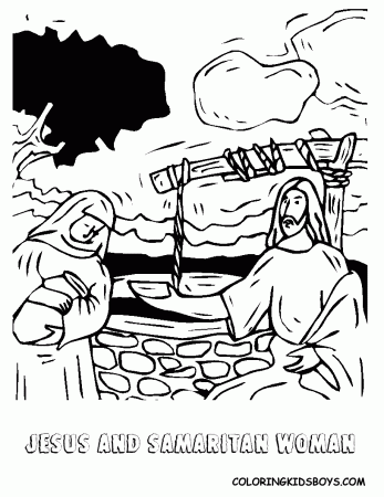 Woman at the Well Bible Coloring Page