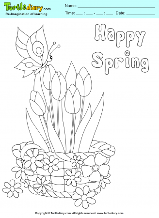 Flower Basket Coloring Sheet | Turtle Diary