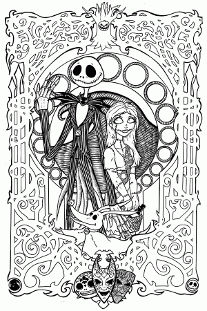 Nightmare Before Christmas Art Nouveau Coloring Page
