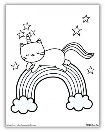 Unicorn Cat Coloring Pages (Free Printable PDF Download)