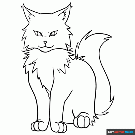Anime Cat Coloring Page | Easy Drawing Guides