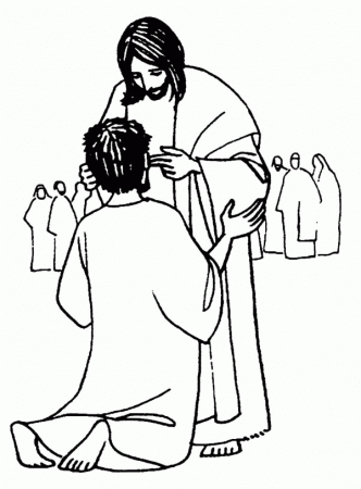 Jesus Heals the Sick is Miracles of Jesus Coloring Page - NetArt