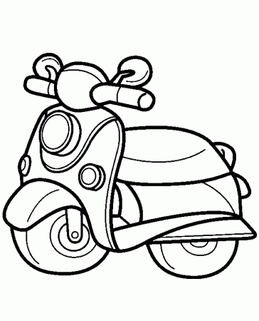 Scooter easy coloring page for kids - Topcoloringpages.net