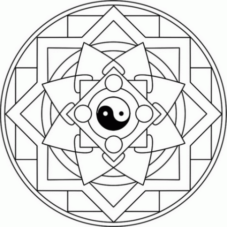 Mandala with Yin Yang coloring page | Free Printable Coloring Pages