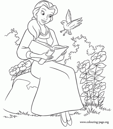 Beauty And The Beast - Belle is reading a book coloring page