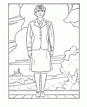 Armed Forces Day Coloring Pages | Navy female officer coloring ...