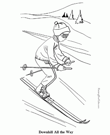 Snow ski color page to print 018